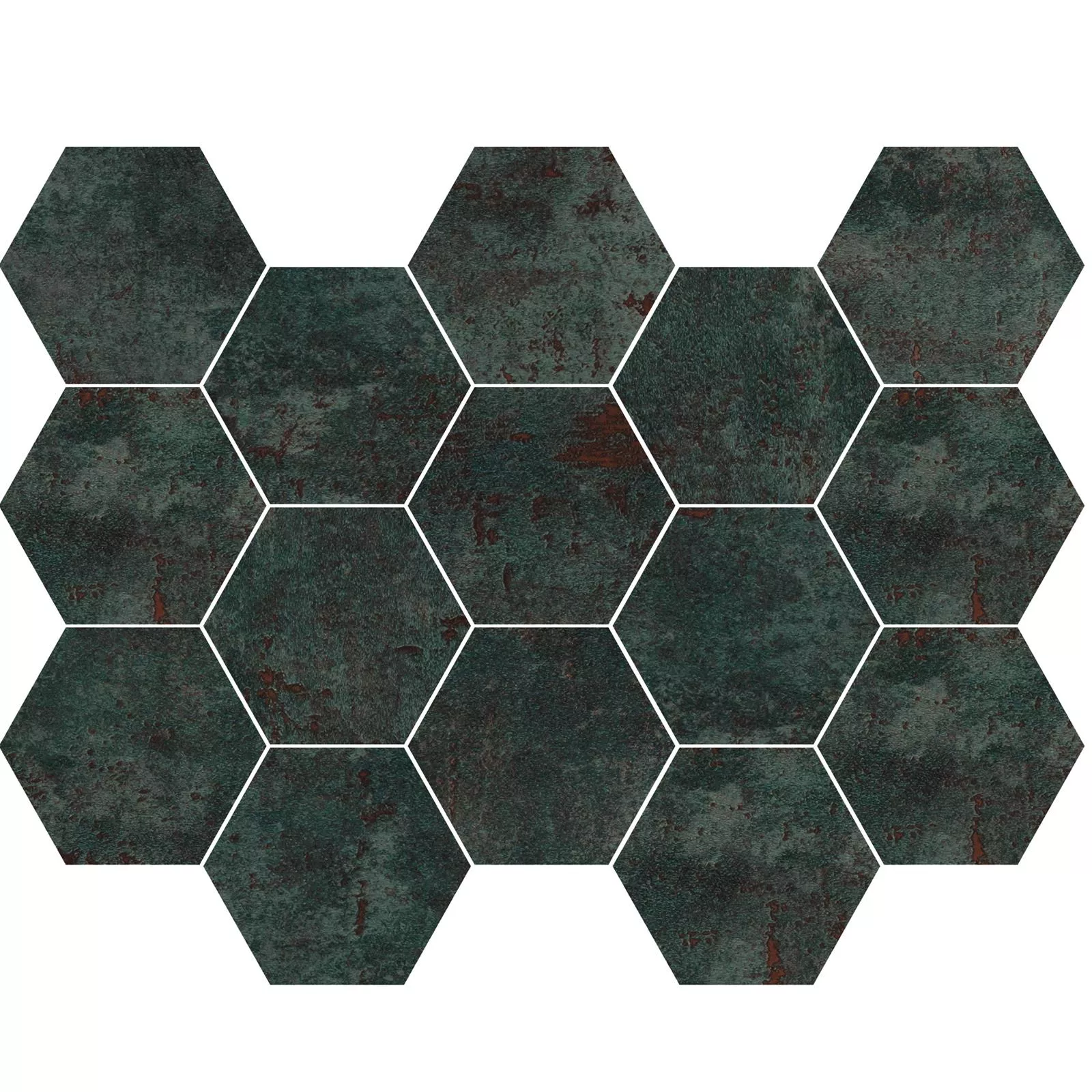 Mosaikfliese Phantom Sea Green Hexagon Anpoliert