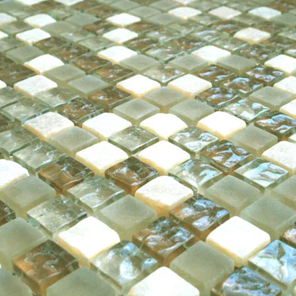 Mosaikfliesen Glas Marmor 15x15x8mm Beige Mix Onyx