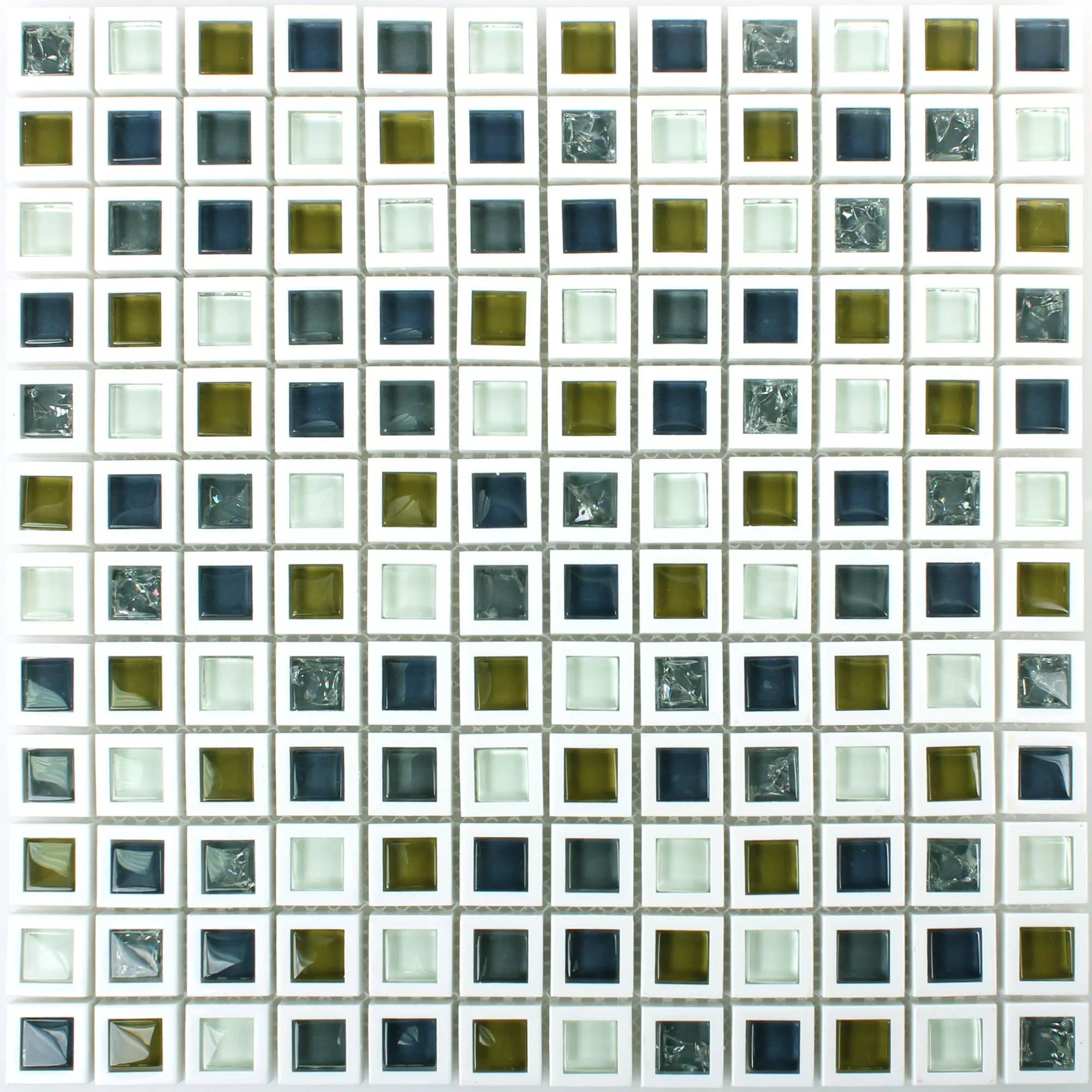 Glas Kunststoff Mosaik Anatolia Grün Weiss