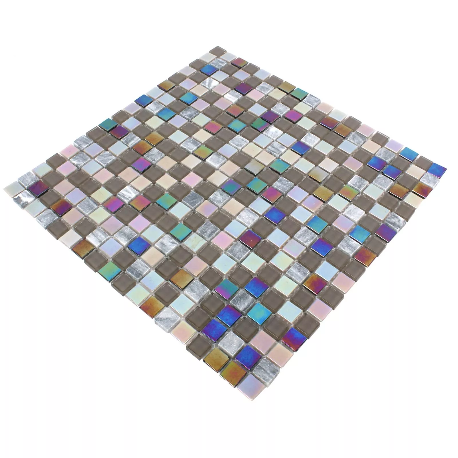 Muster von Mosaikfliesen Tallinn Marmor Glas Perlmutt Grau Braun