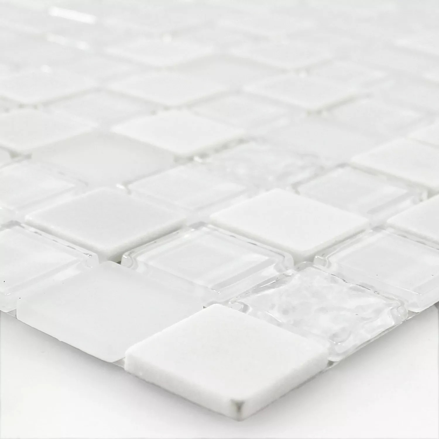 Muster von Selbstklebende Mosaik Naturstein Glas Mix Weiss
