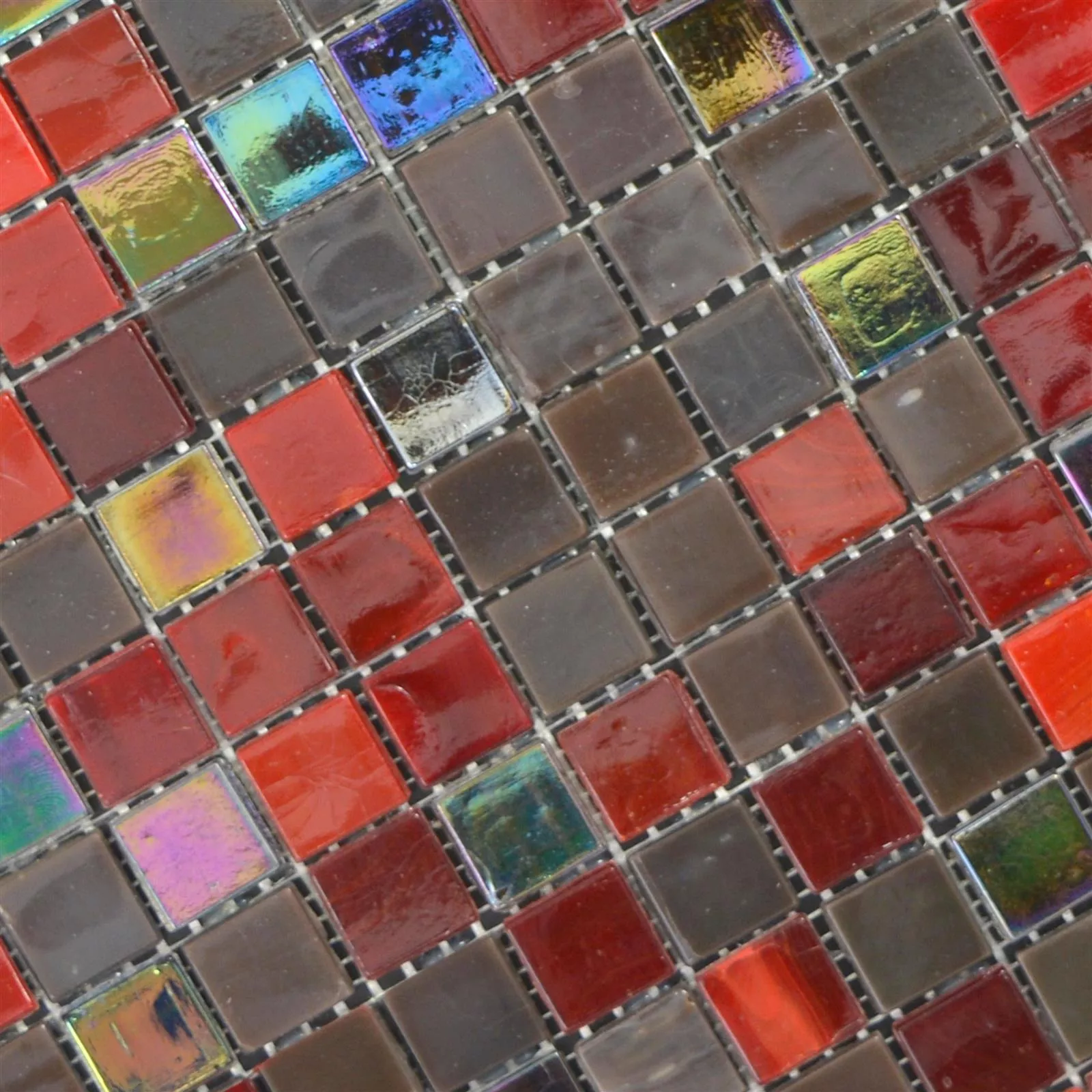 Glas Mosaikfliesen Rexford Perlmutt Effekt Braun Rot