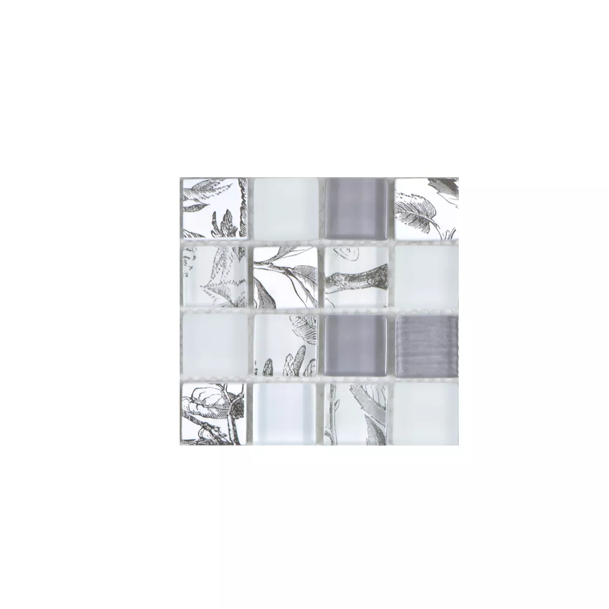 Muster von Glasmosaik Fliesen Cornelia Retrooptik Weiß Grau