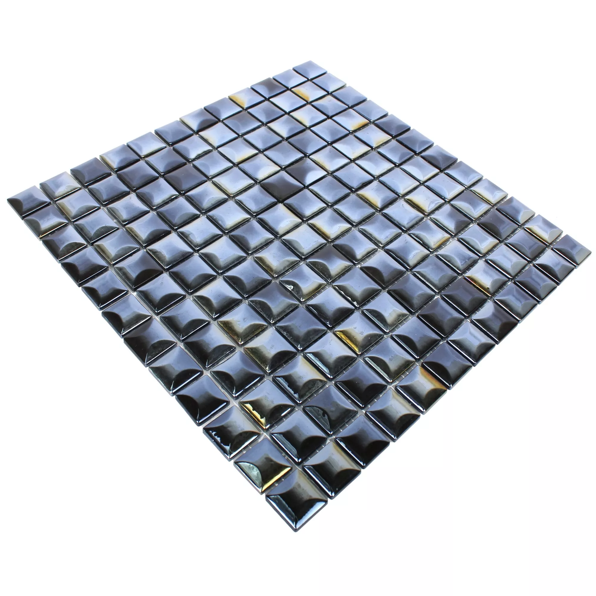Glasmosaik Fliesen Monrovia Schwarz 3D Metallic