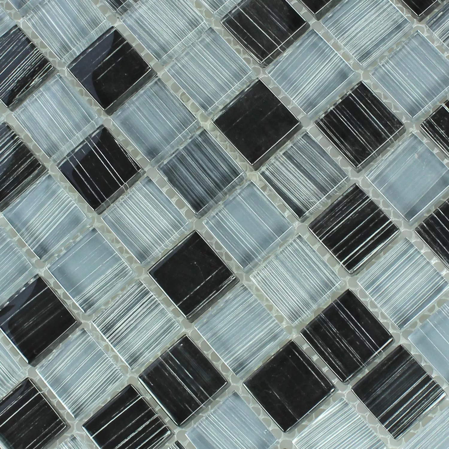 Glasmosaik Fliesen Schwarz Grau