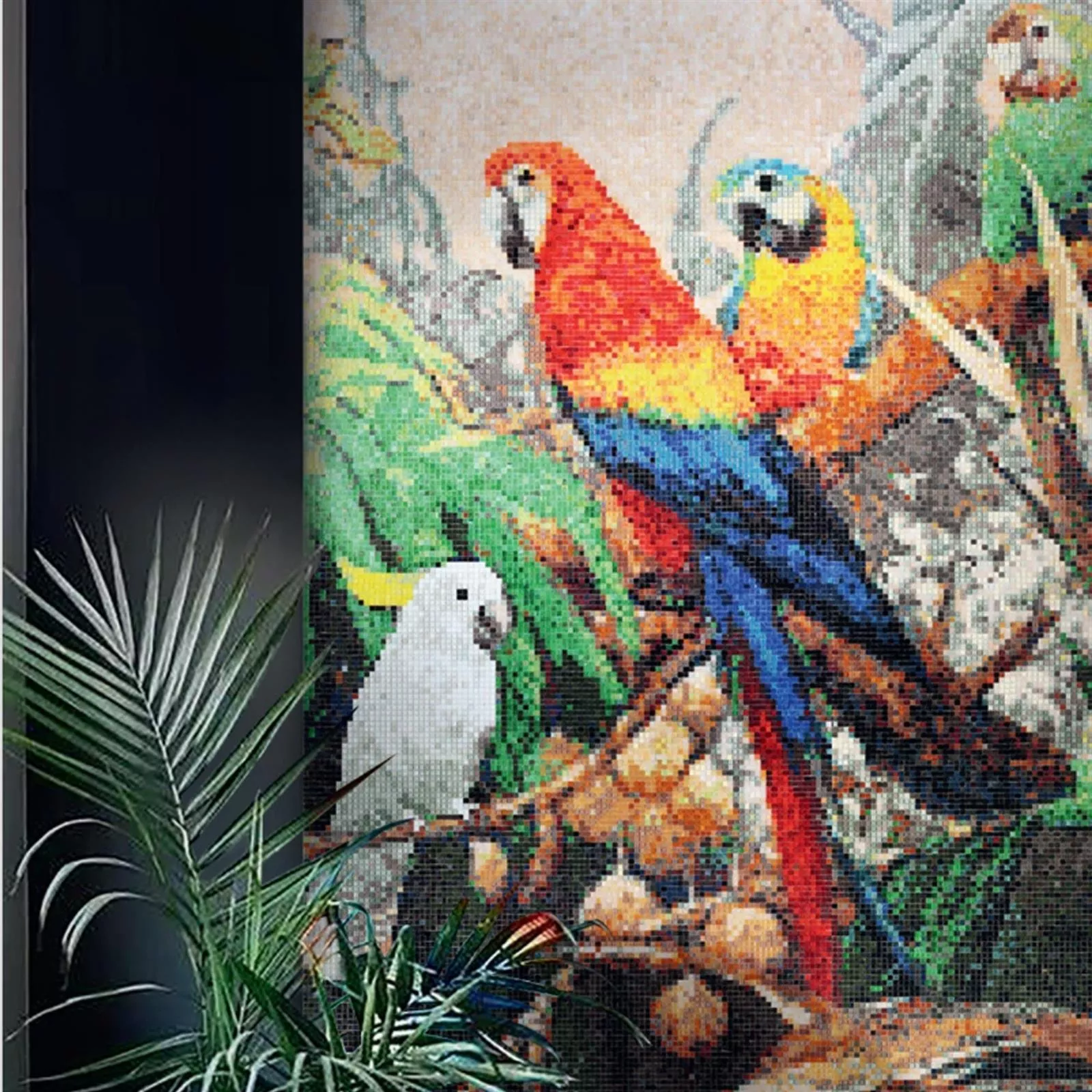 Glas Mosaik Bild Parrots 100x240cm