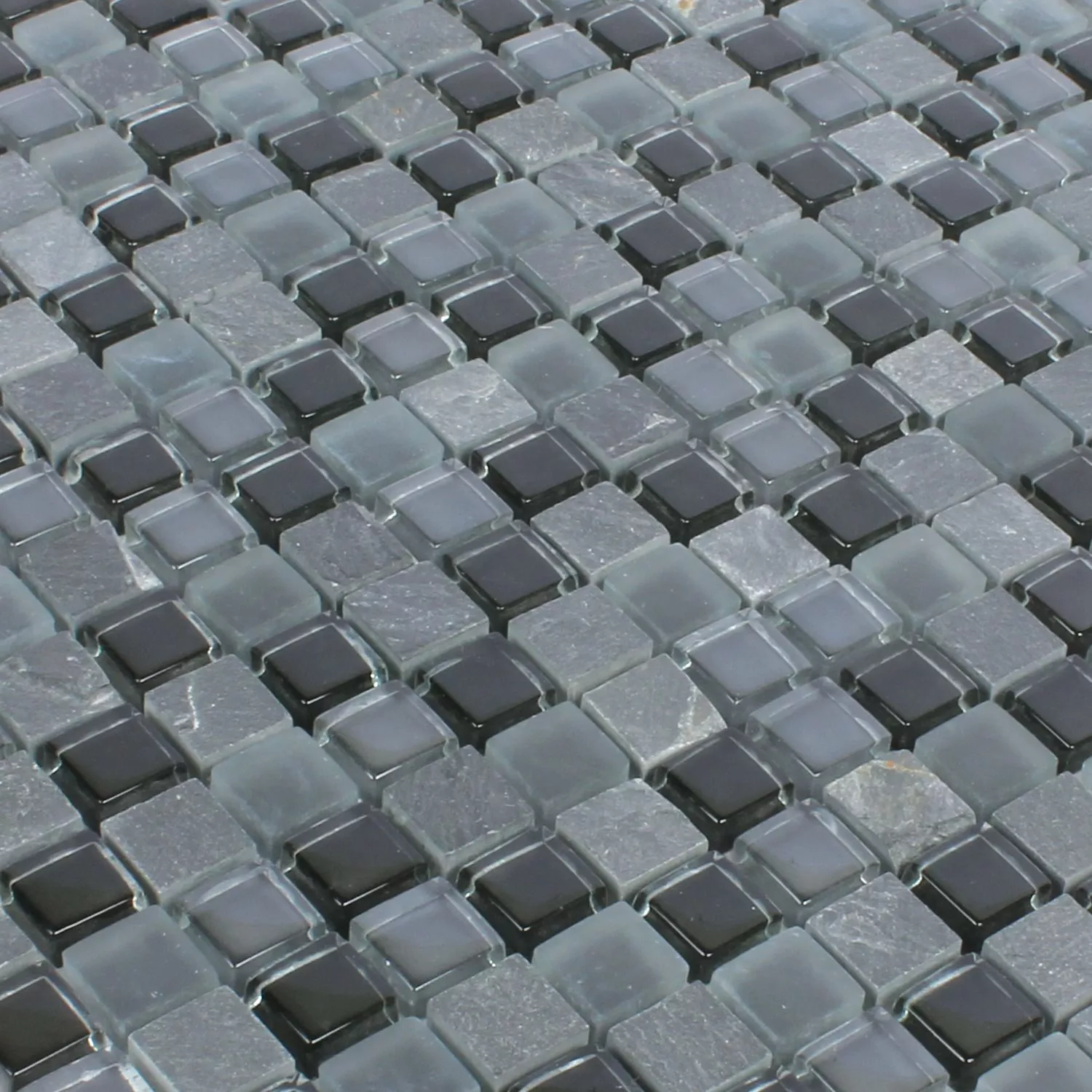 Muster von Mosaikfliesen Marmor Java Glasmix Apollo Schwarz 