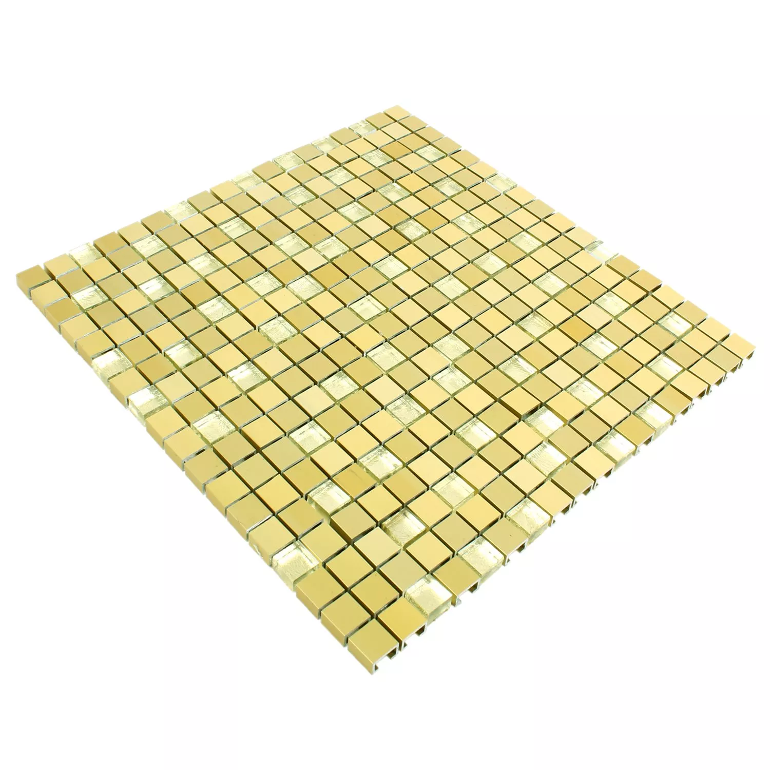 Muster von Mosaikfliesen Lissabon Aluminium Glas Mix Gold