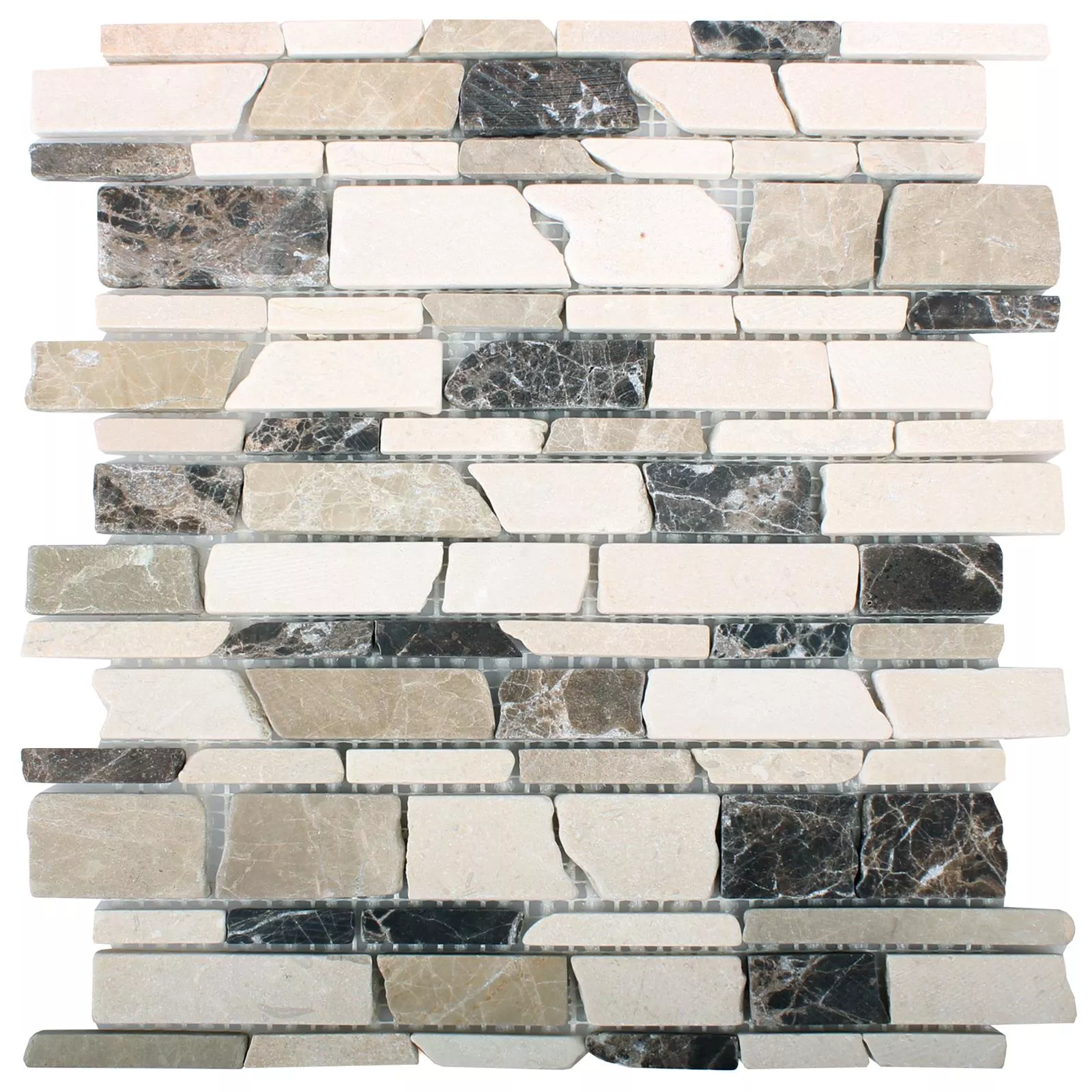 Mosaikfliesen Marmor Havel Brick Castanao Biancone