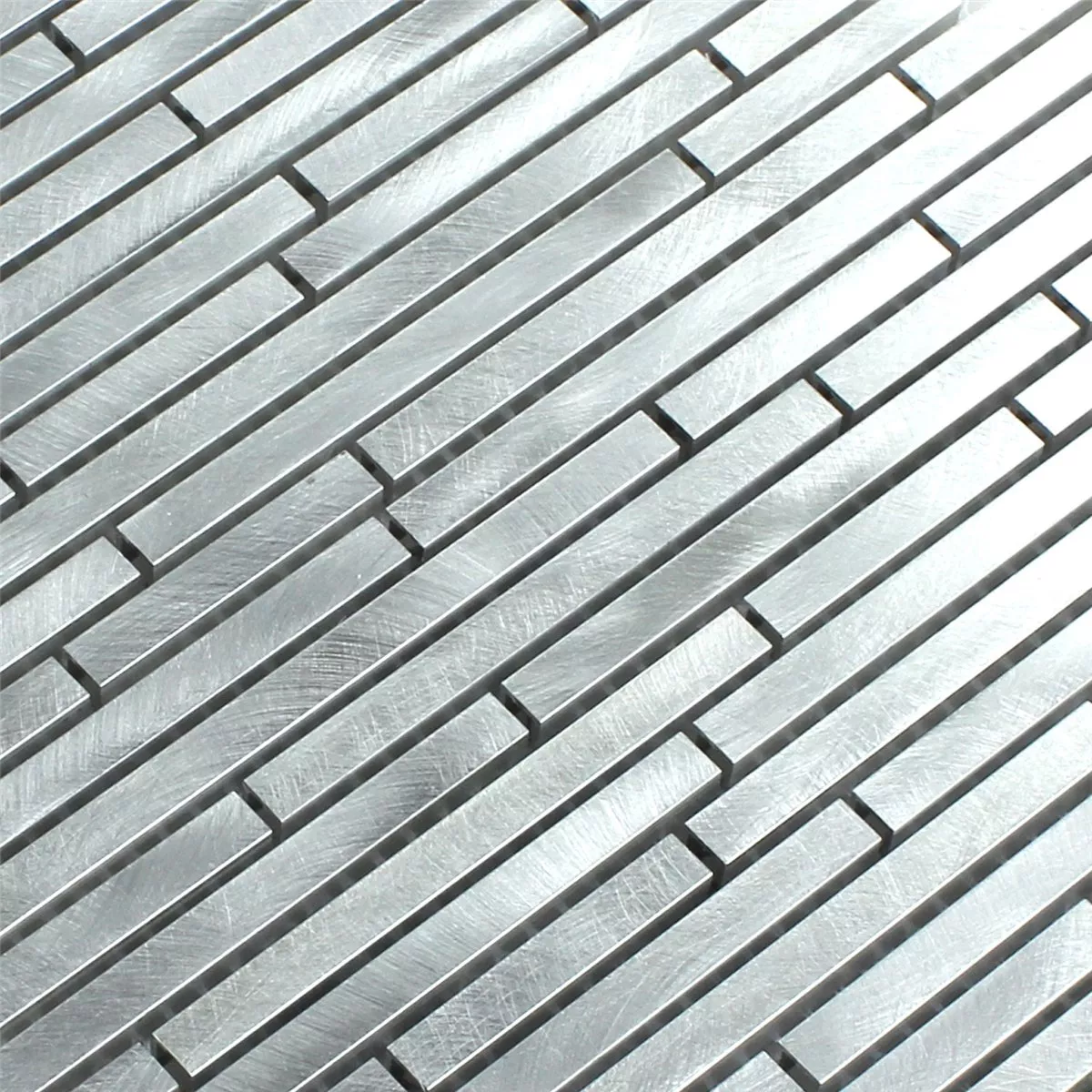 Mosaikfliesen Aluminium Silber Stripes