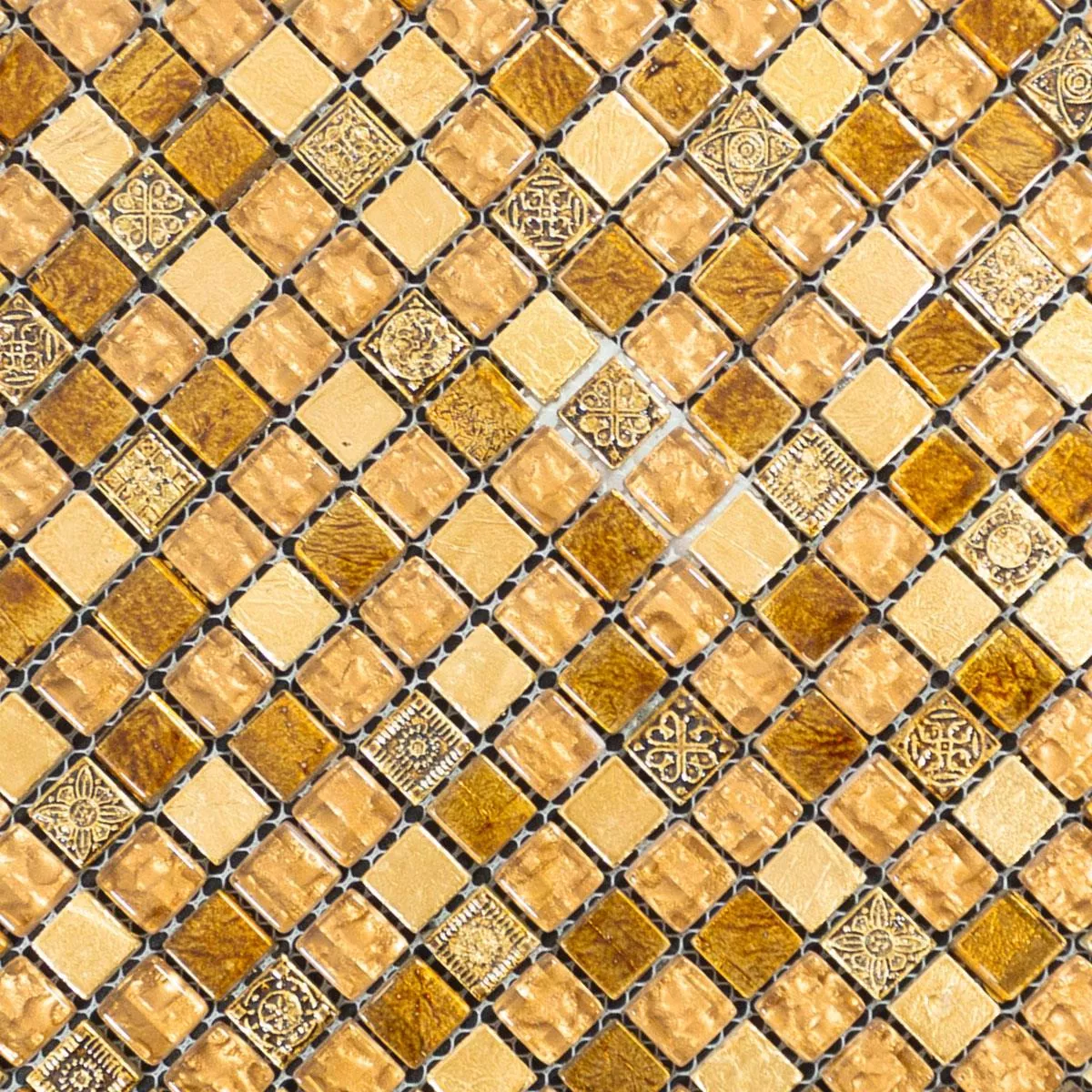 Glas Marmor Mosaikfliesen Majestic Beige Gold