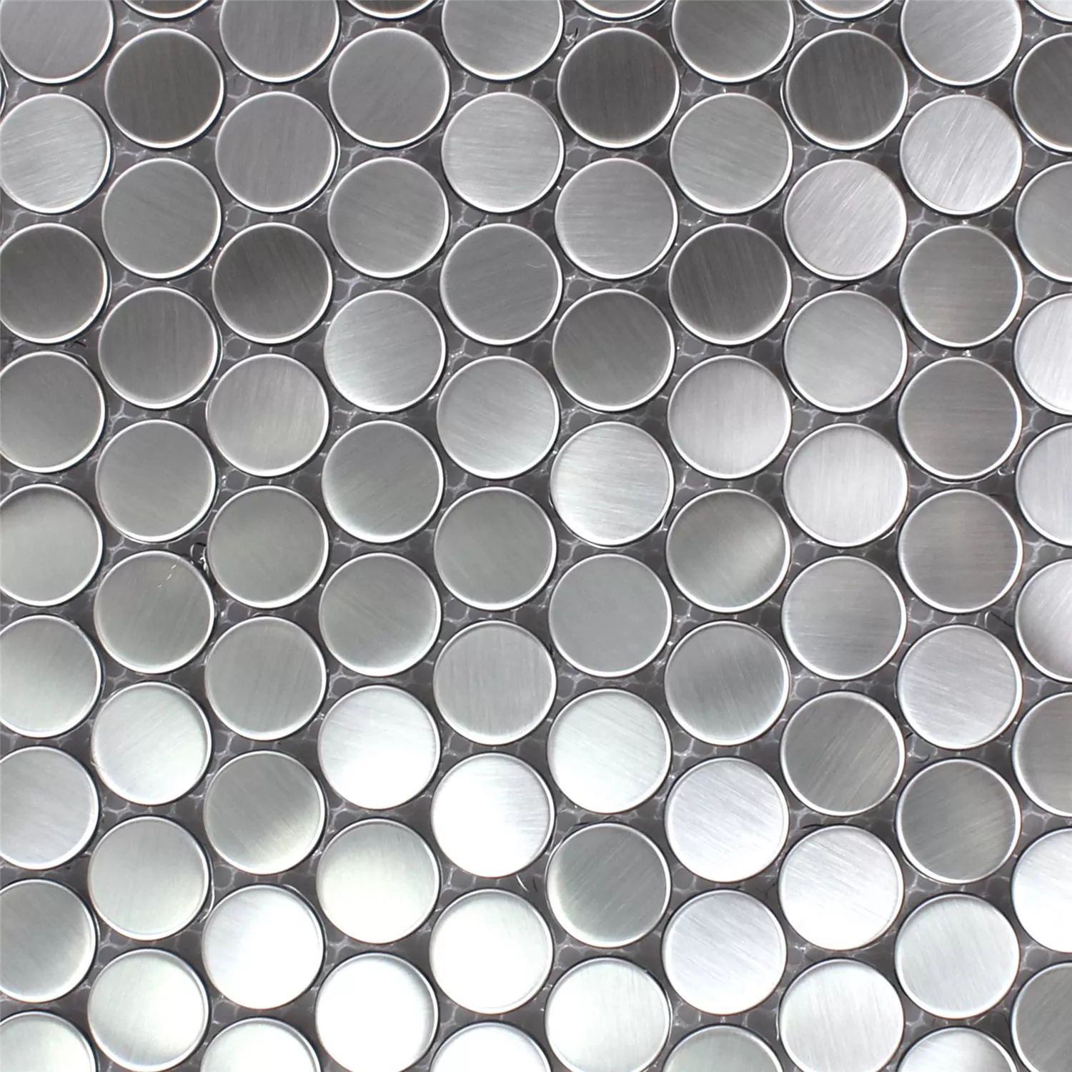 Muster von Mosaikfliesen Edelstahl Celeus Silber Rund