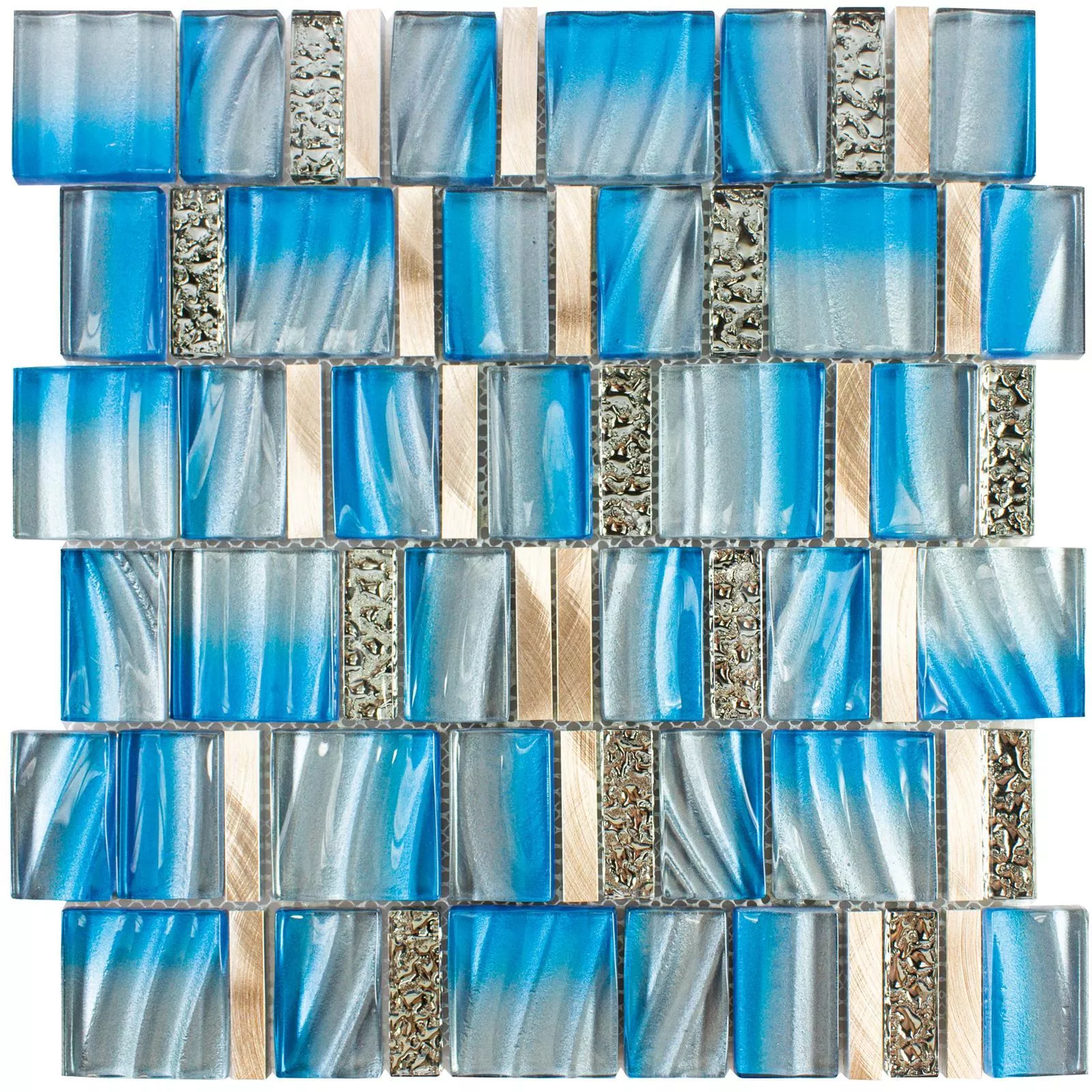 Muster von Glas Metall Mosaikfliesen Union Blau Kupfer