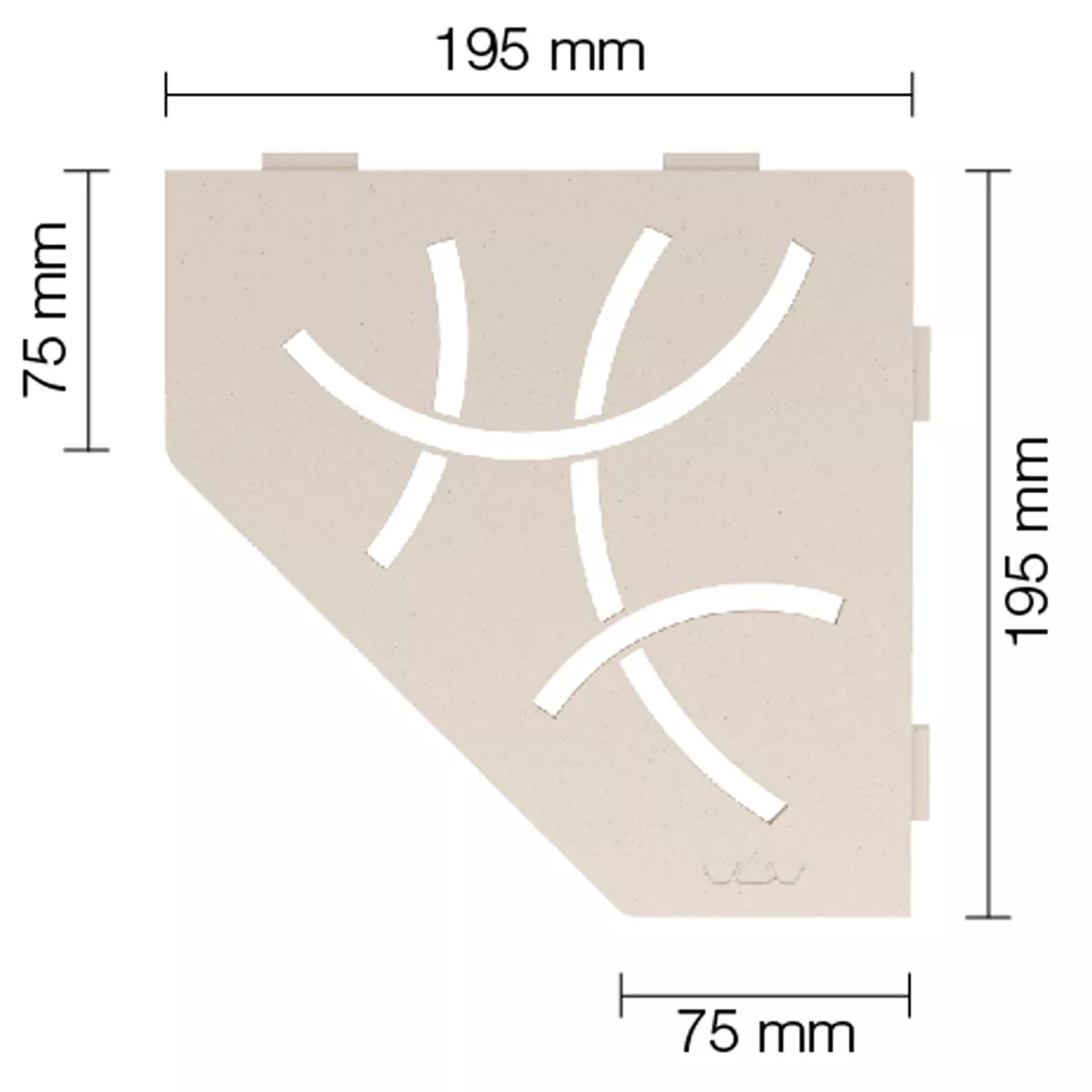 Wandablage Duschablage Schlüter 5eck 19,5x19,5cm Curve Elfenbein