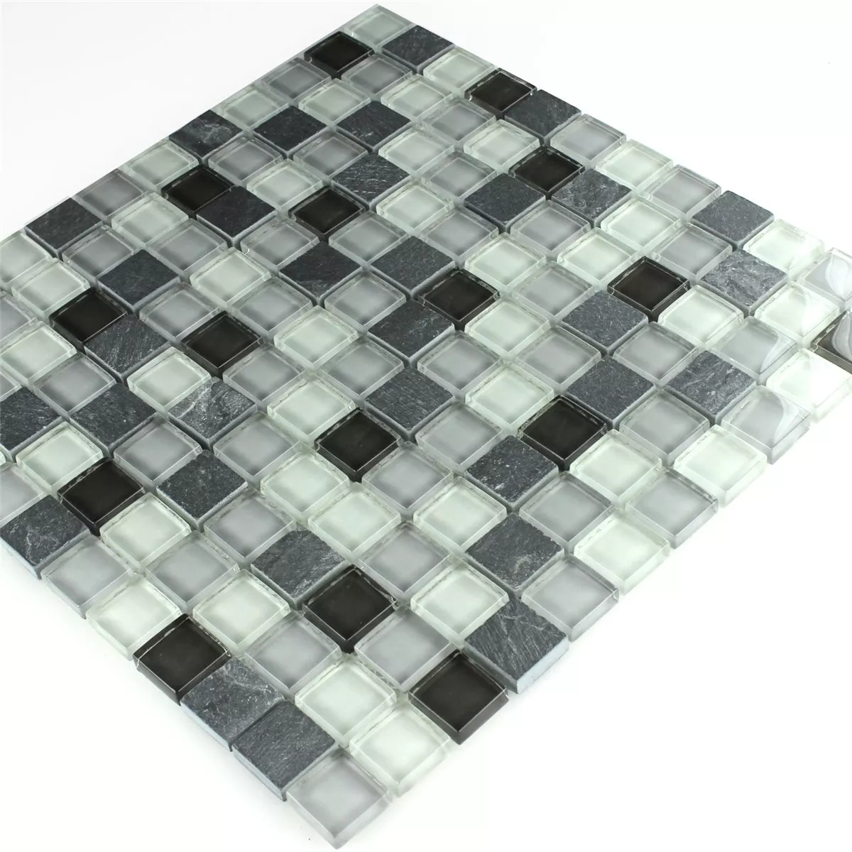 Muster von Glas Schiefer Mosaikfliesen Grau Mix