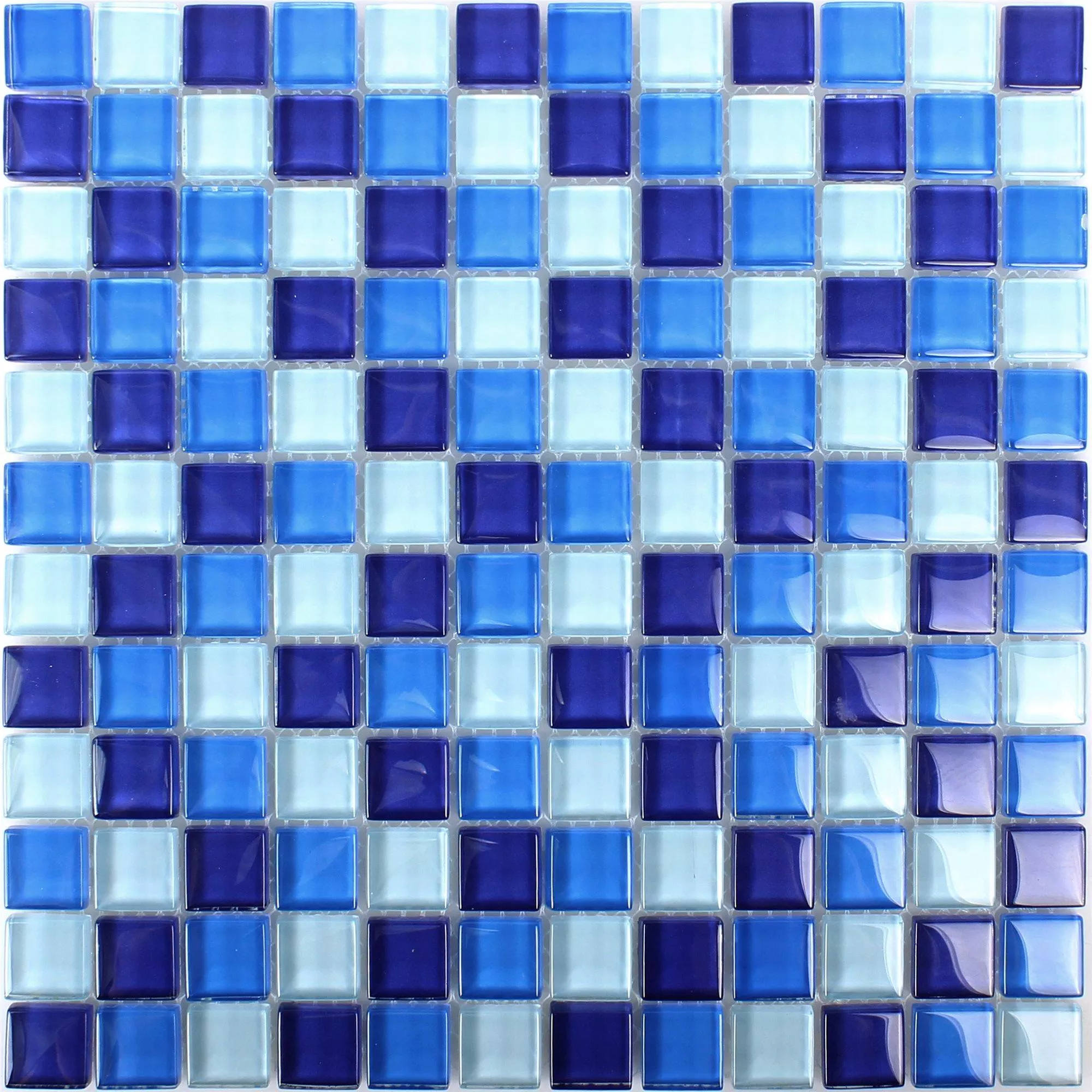 Muster von Glasmosaik Fliesen Blau Mix 