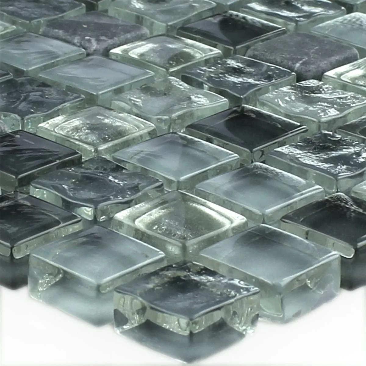 Mosaikfliesen Marmor Glas Grau Mix 15x15x8mm