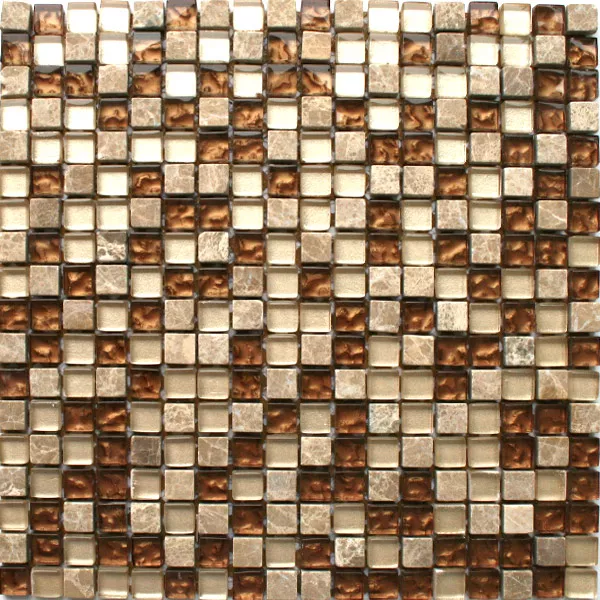 Muster von Mosaikfliesen Glas Marmor Naturstein Beige Gold