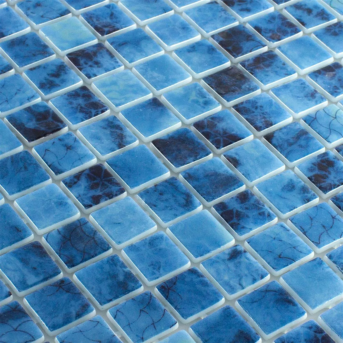 Glas Schwimmbad Mosaik Baltic Blau 25x25mm