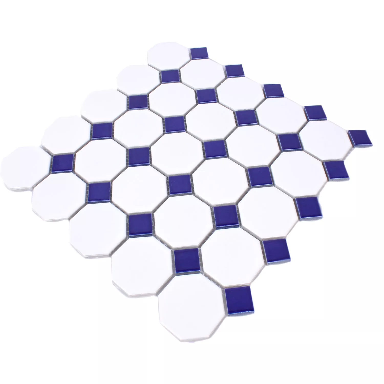 Mosaikfliesen Keramik Octagon Belami Weiss Blau