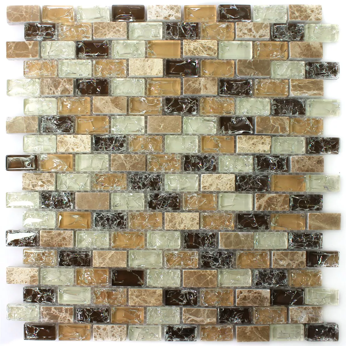 Glasmosaik Naturstein Bruchglas Bricks Emperador