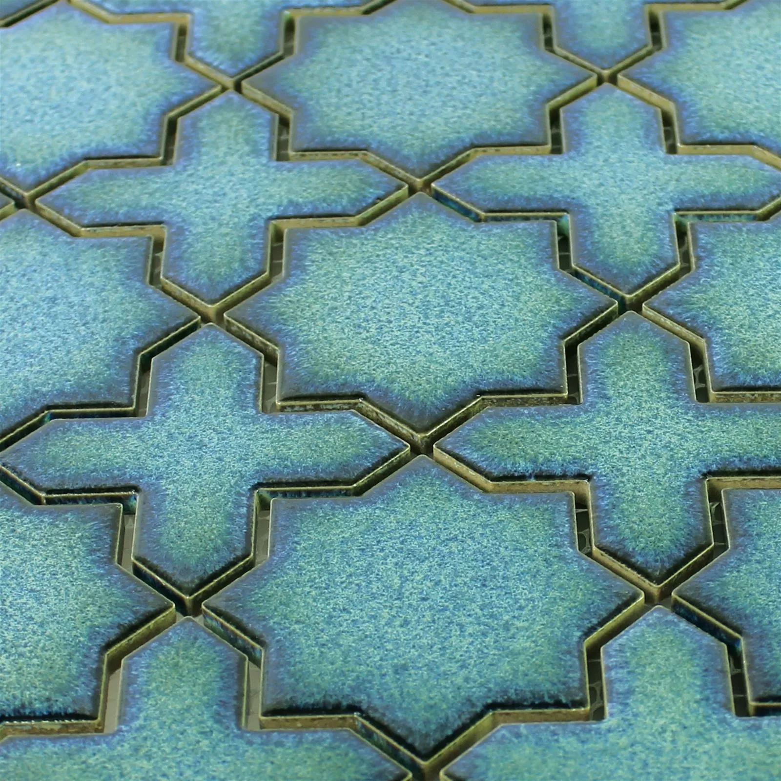 Muster von Keramikmosaik Fliesen Puebla Stern Blau