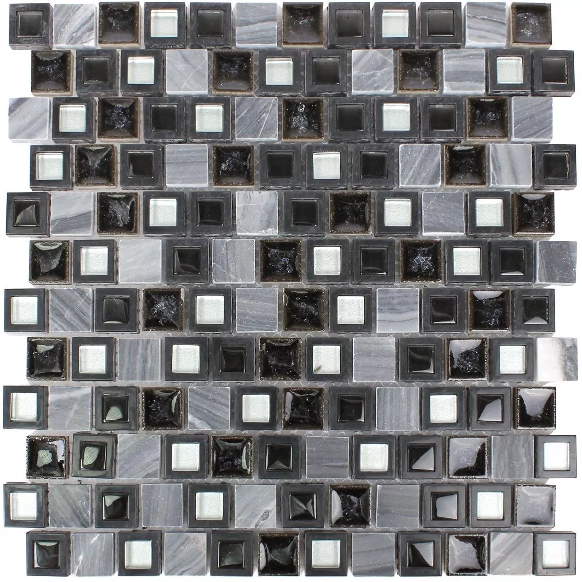 Muster von Mosaikfliesen Mosel Schwarz Grau