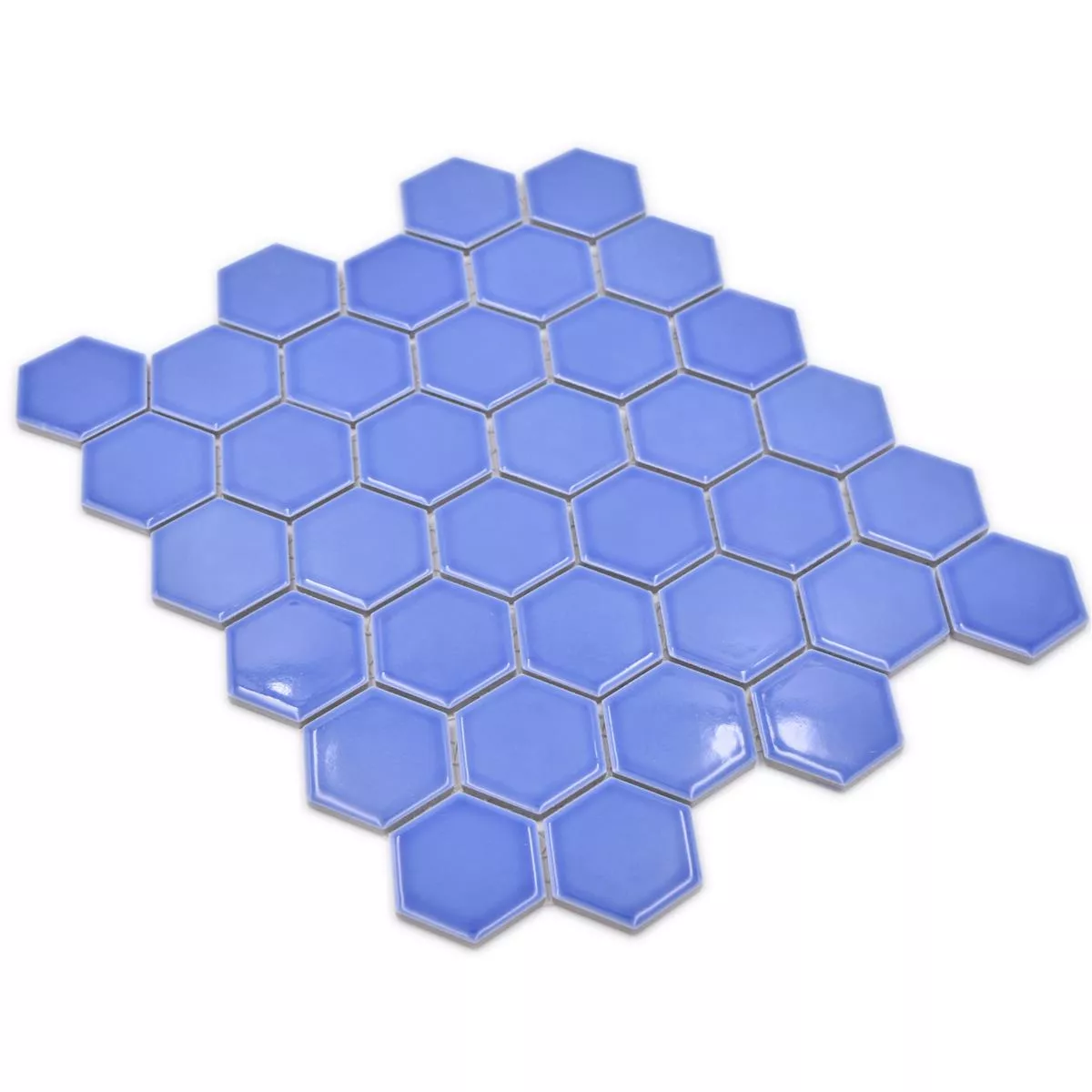 Muster von Keramikmosaik Salomon Hexagon Hellblau H51