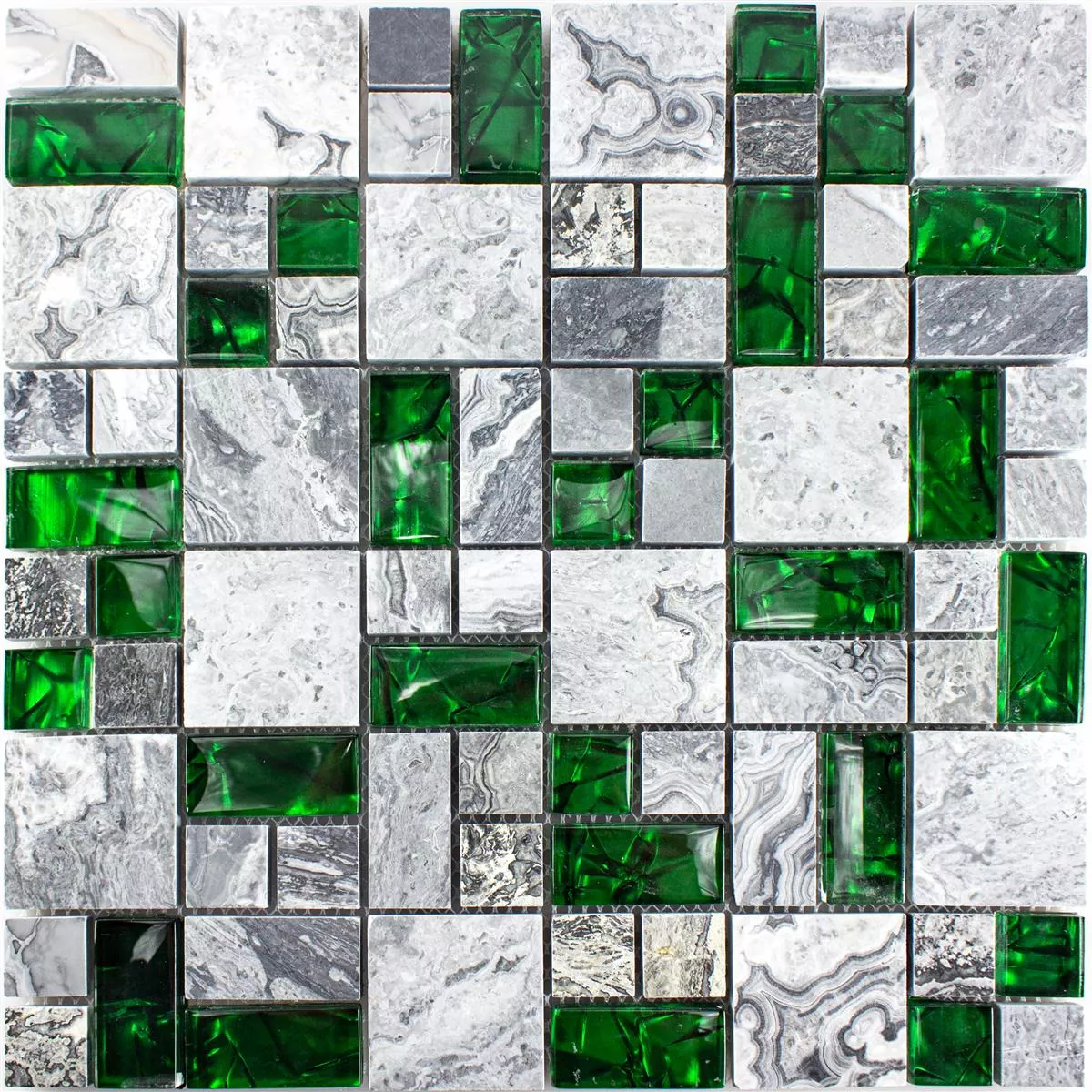 Muster von Glas Naturstein Mosaik Fliesen Sinop Grau Grün 2 Mix