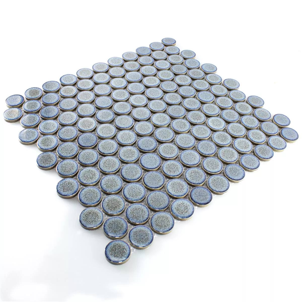 Muster von Keramik Knopf Mosaikfliesen Mission Blaugrau