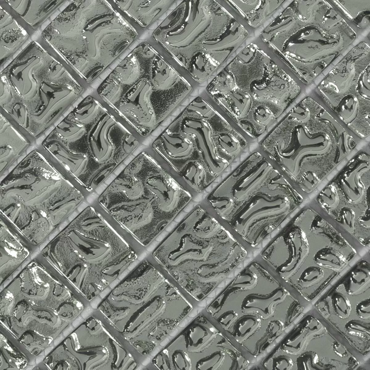 Glasmosaik Fliesen Aquatic Silber