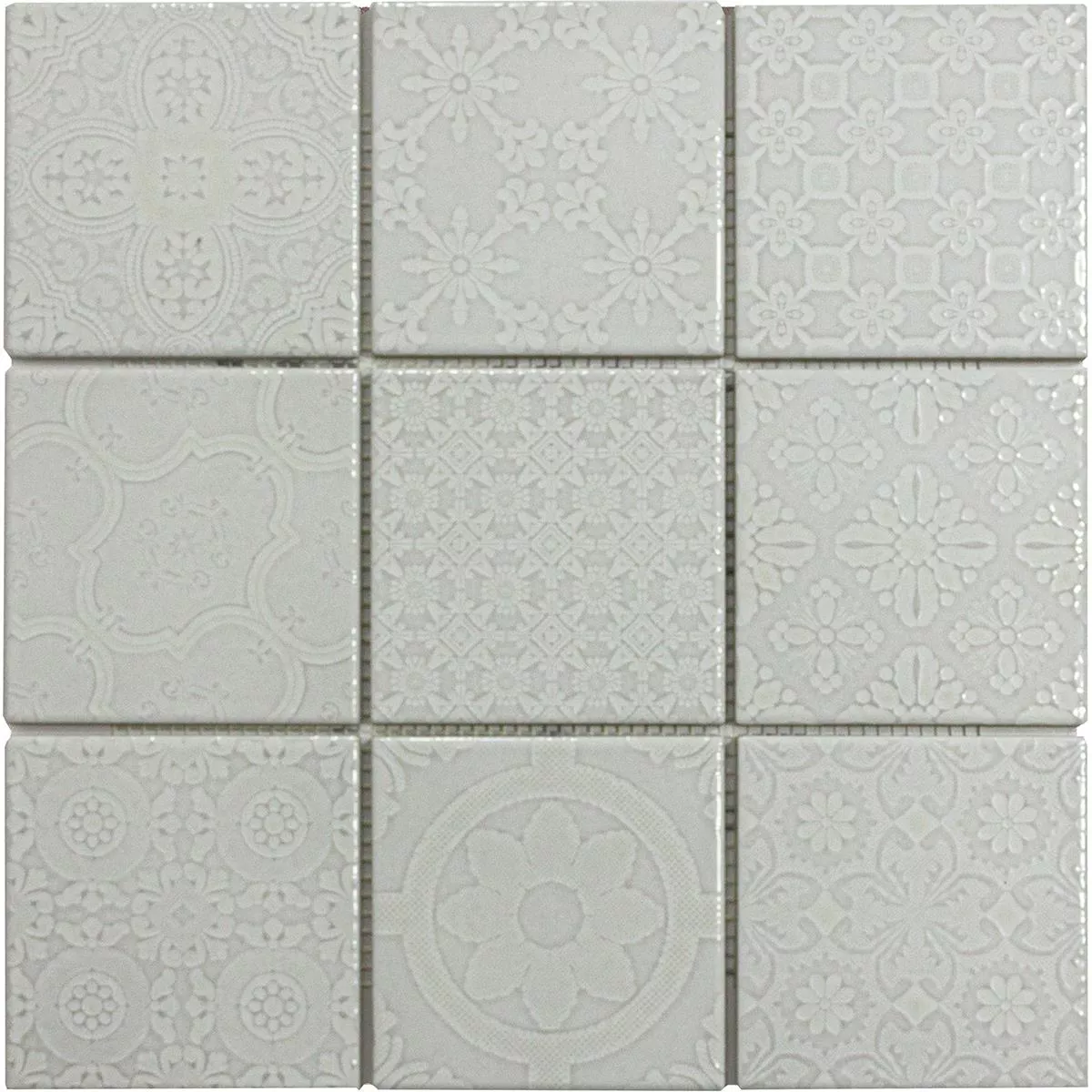 Keramik Mosaik Fliesen Rivabella Relief Grau