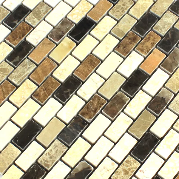 Muster von Mosaikfliesen Marmor Braun Beige Poliert 