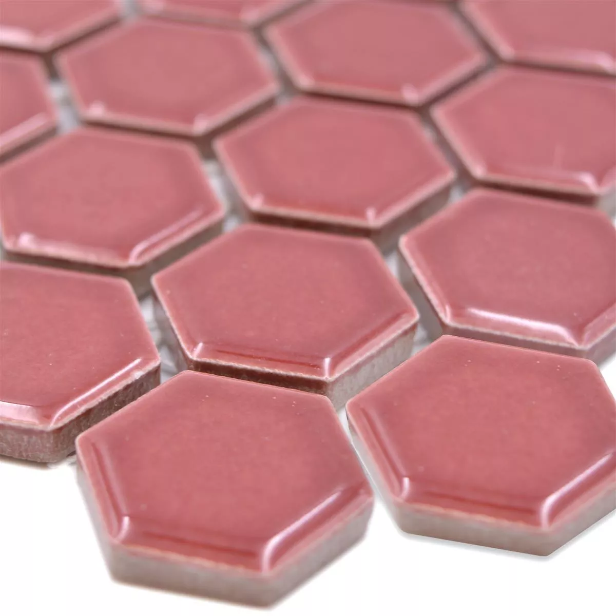 Keramikmosaik Salomon Hexagon Bordeaux Rot H23 Keramikmosaik Salomon Hexagon Bordeaux Rot H23