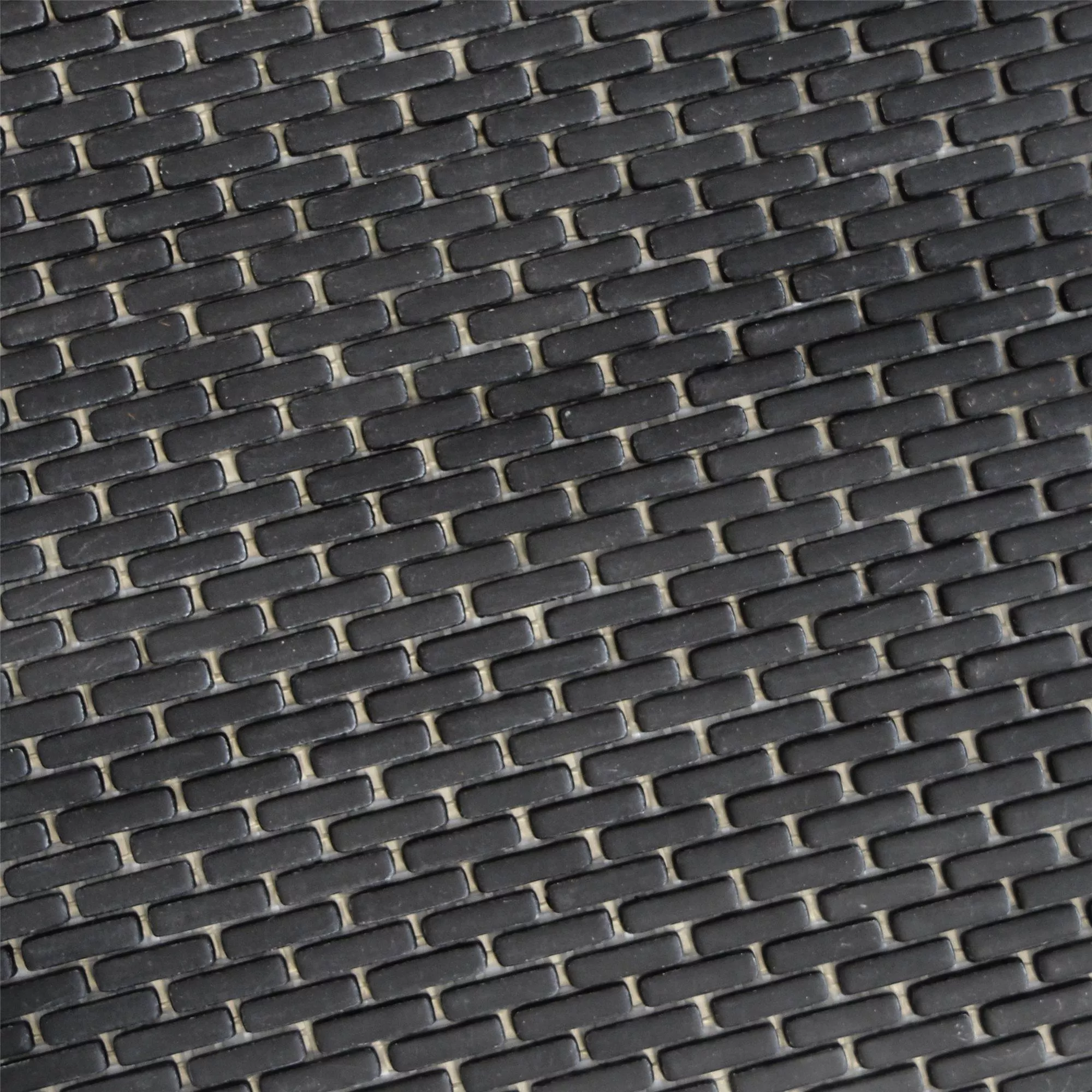 Muster von Glasmosaik Fliesen Kassandra Schwarz Brick Matt
