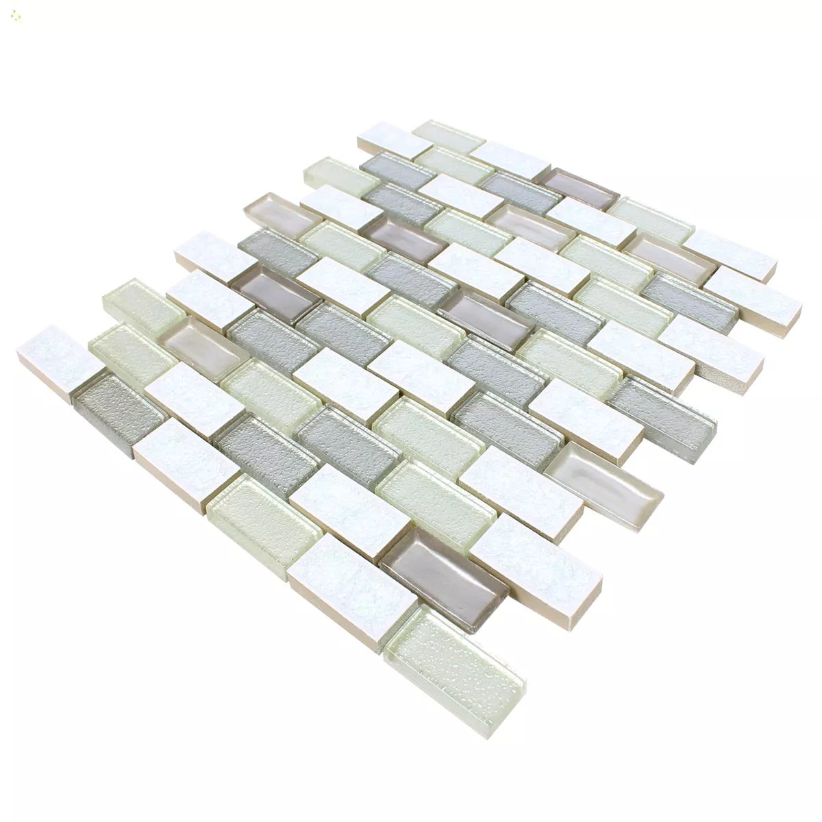 Muster von Mosaikfliesen Glas Keramik Mirasol Weiß