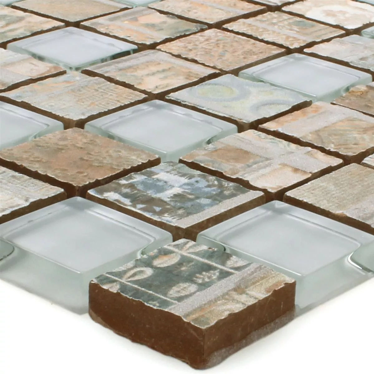 Mosaikfliesen Glas Keramik Bellevue Braun Quadrat
