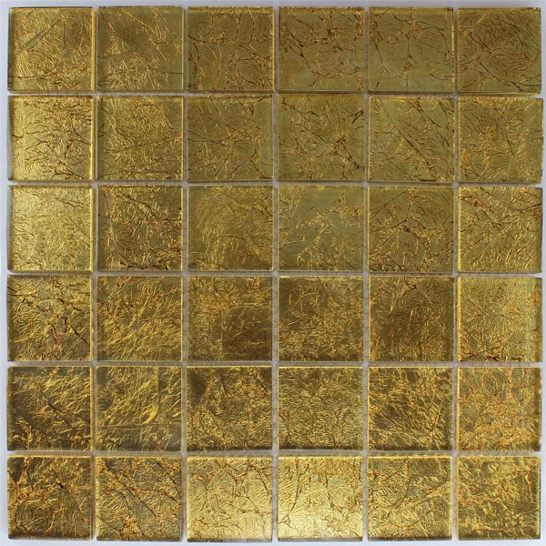 Glasmosaik Fliesen 48x48x8mm Gold Metall