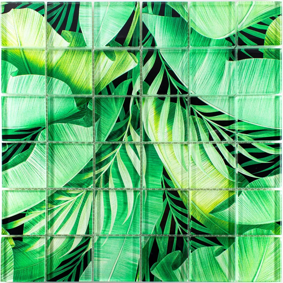 Muster von Glasmosaik Fliesen Pittsburg Blumen Optik Grün