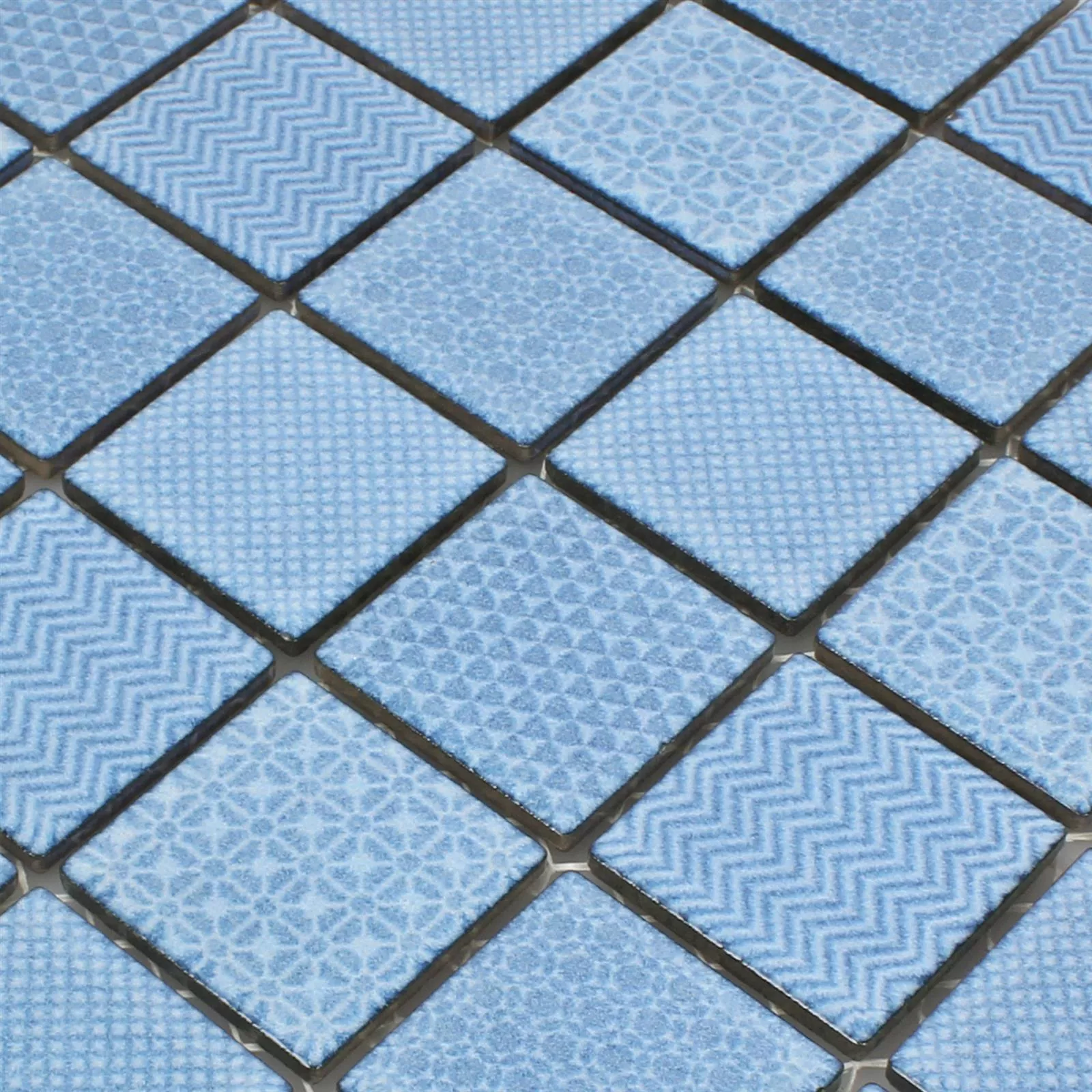 Muster von Mosaikfliesen Keramik Sapporo Blau