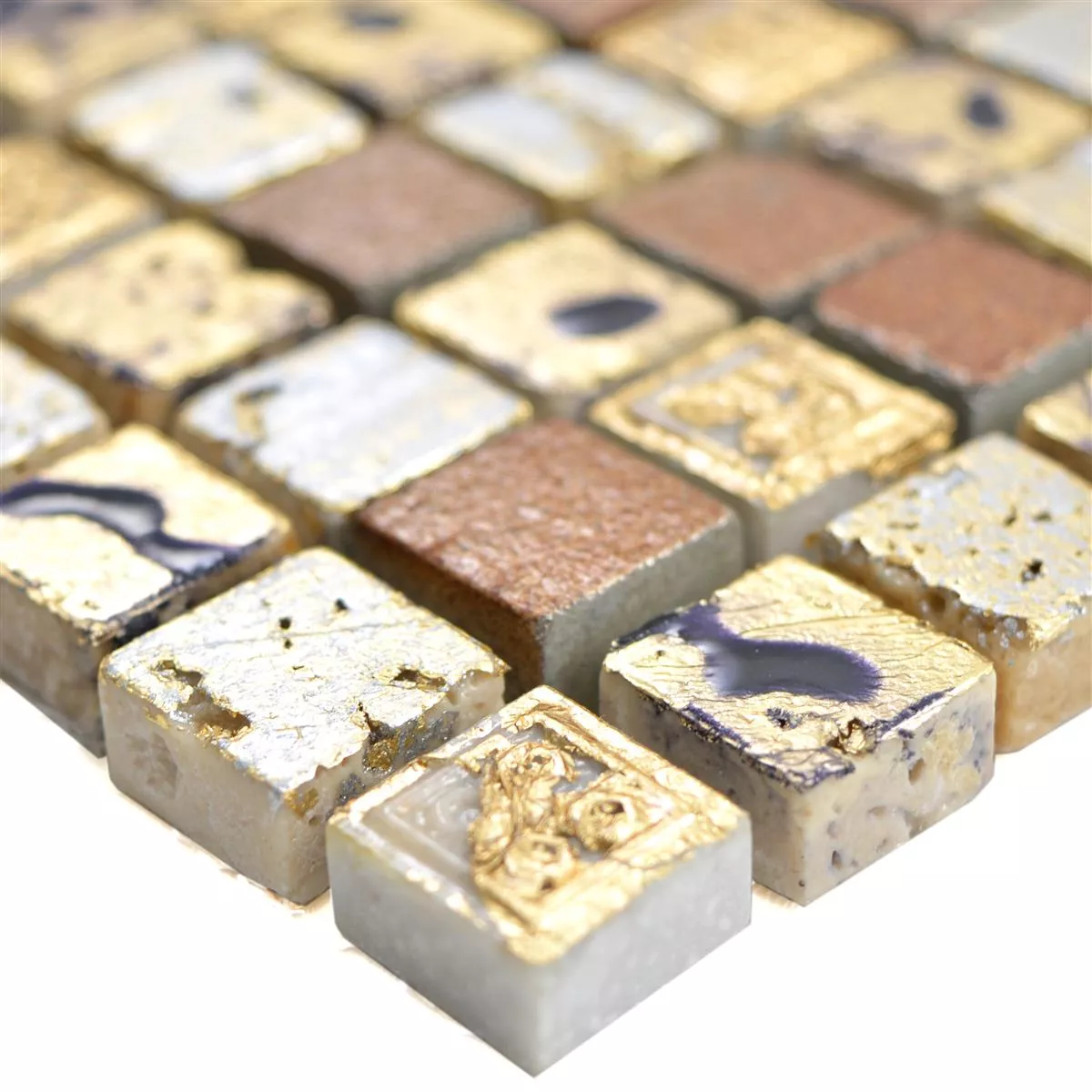 Naturstein Resin Mosaikfliesen Lucky Gold Bronze