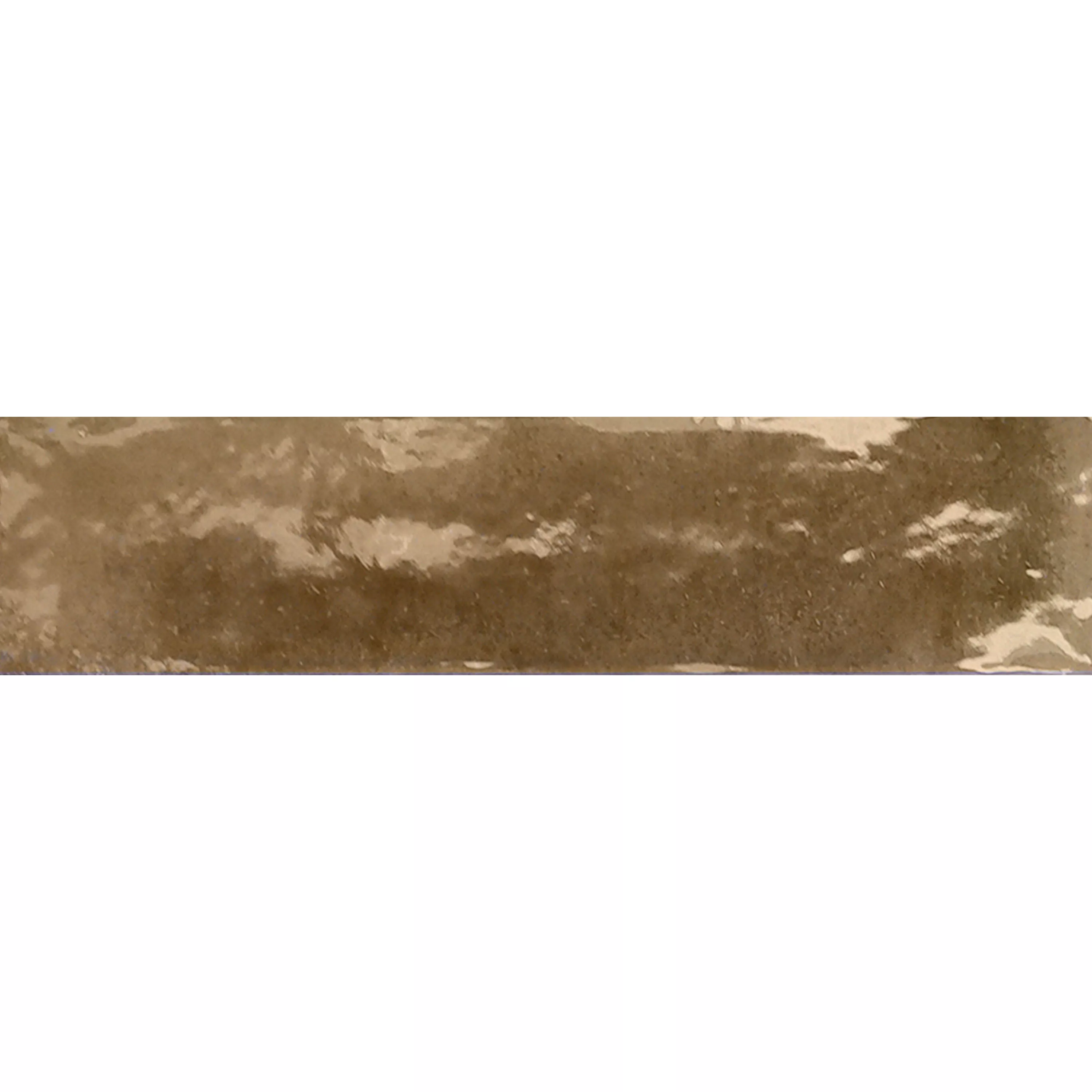 Muster von Wandfliesen Laguna Glänzend Gewellt Braun 6x24cm