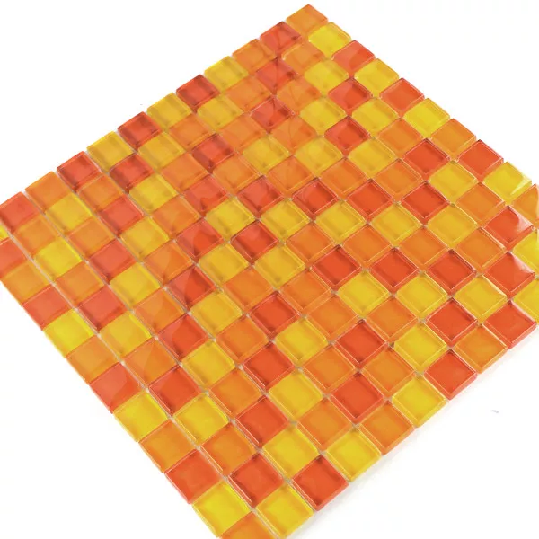 Muster von Glasmosaik Fliesen Gelb Orange Rot 