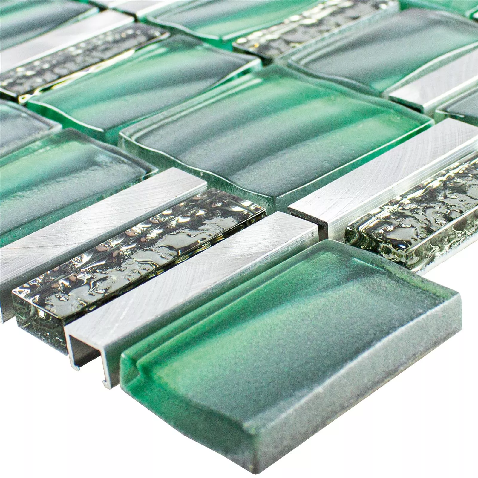 Muster von Glas Metall Mosaikfliesen Union Grün Silber
