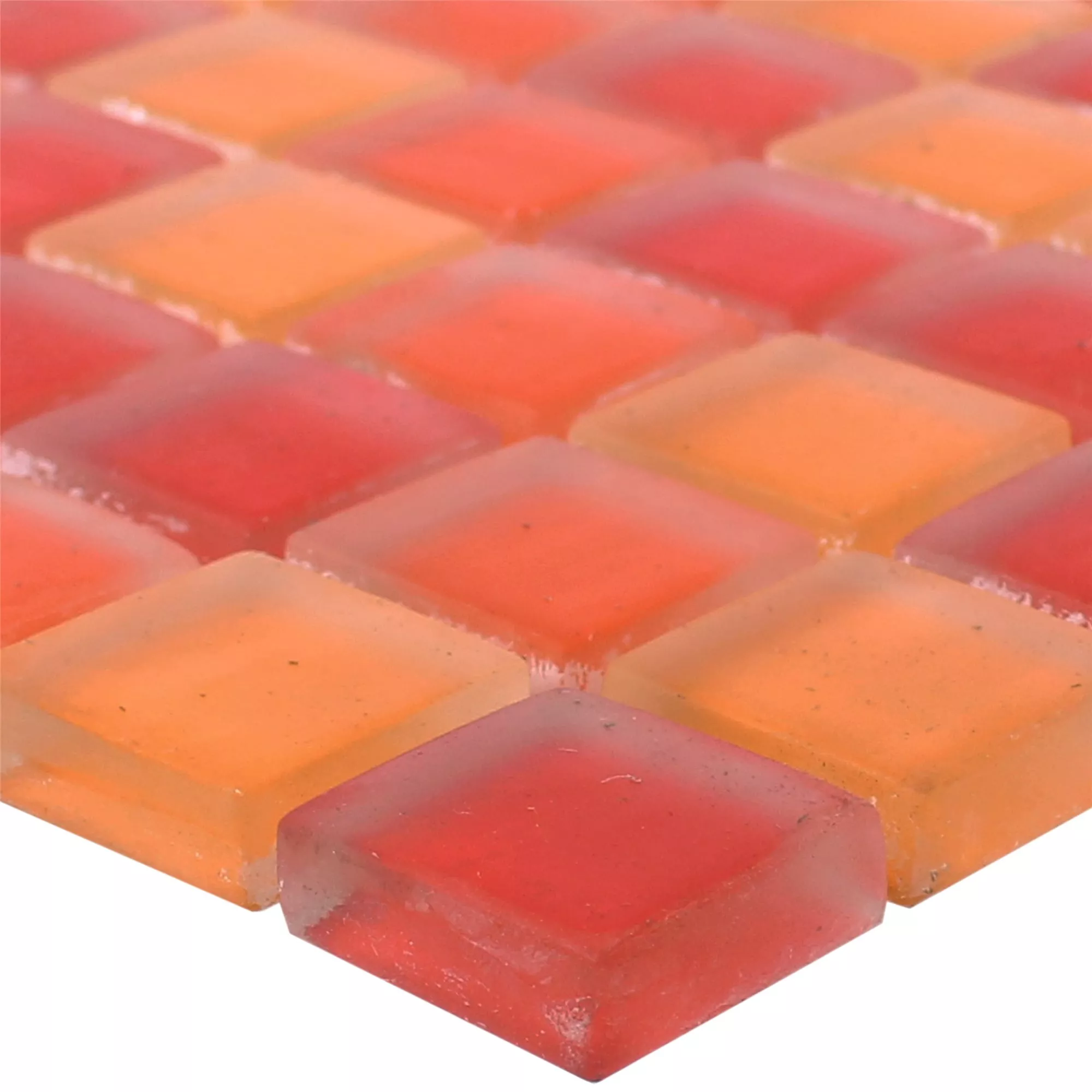 Muster von Glasmosaik Fliesen Blossom Rot Orange Mix Matt