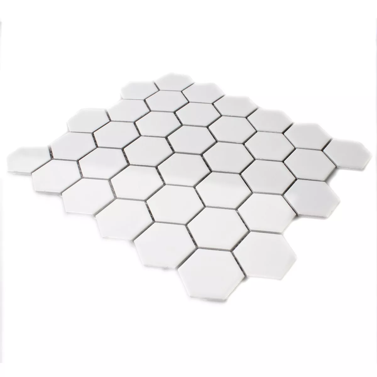 Mosaikfliesen Keramik Hexagon Weiss Glänzend H51