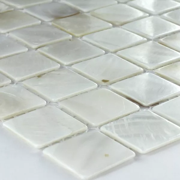 Mosaikfliesen Glas Perlmutt Effekt 25x25x2mm Weiss