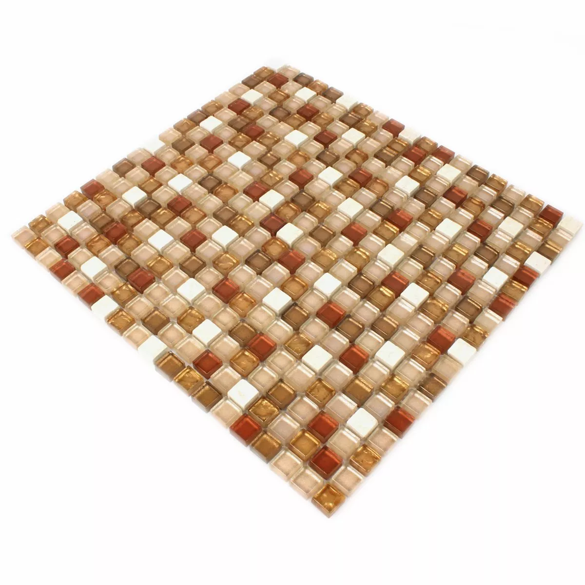 Muster von Mosaikfliesen Glas Naturstein Mix Ocker Gold