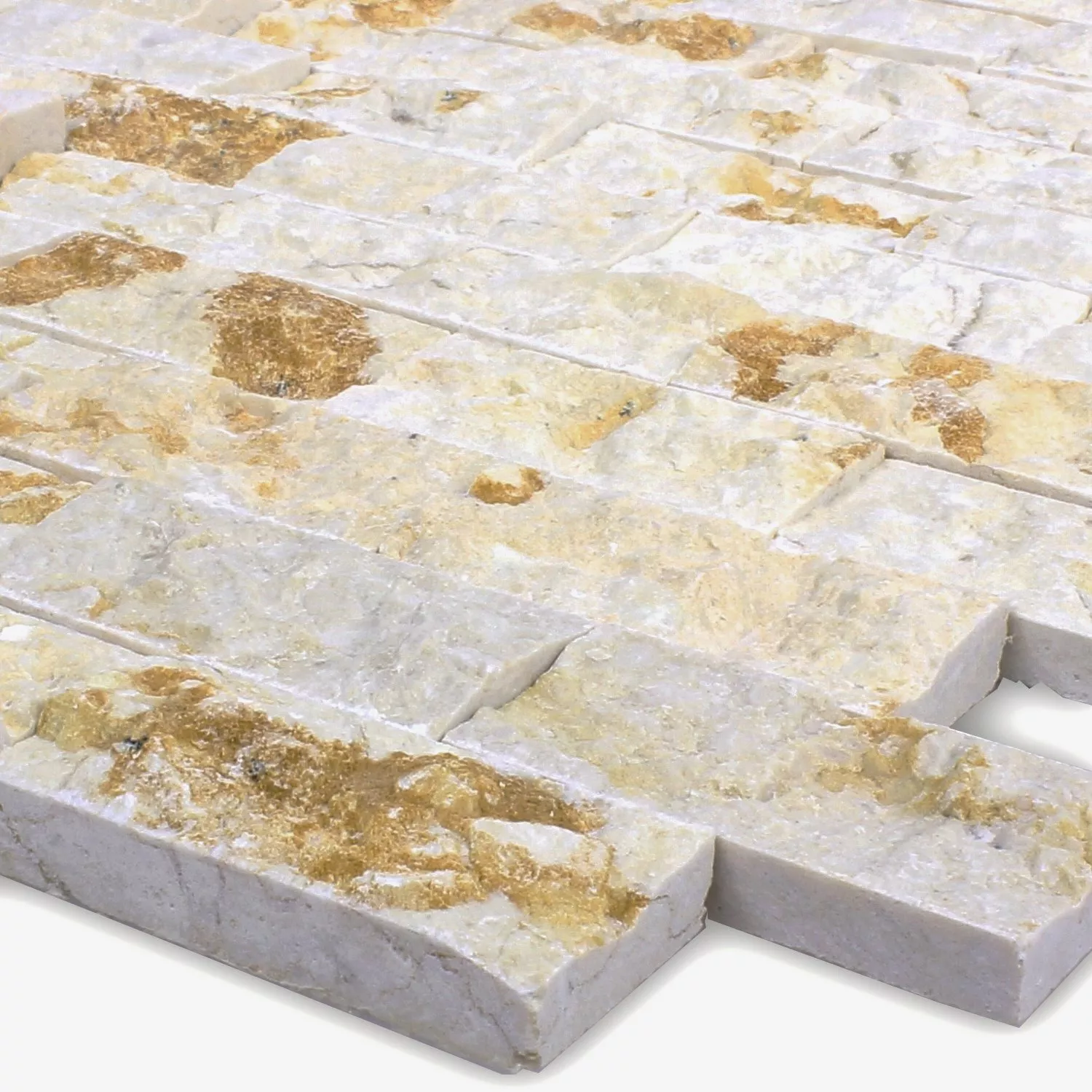 Naturstein Marmor Mosaikfliesen Varna Beige Splitface 3D Brick Naturstein Marmor Mosaikfliesen Varna Beige Splitface 3D Brick