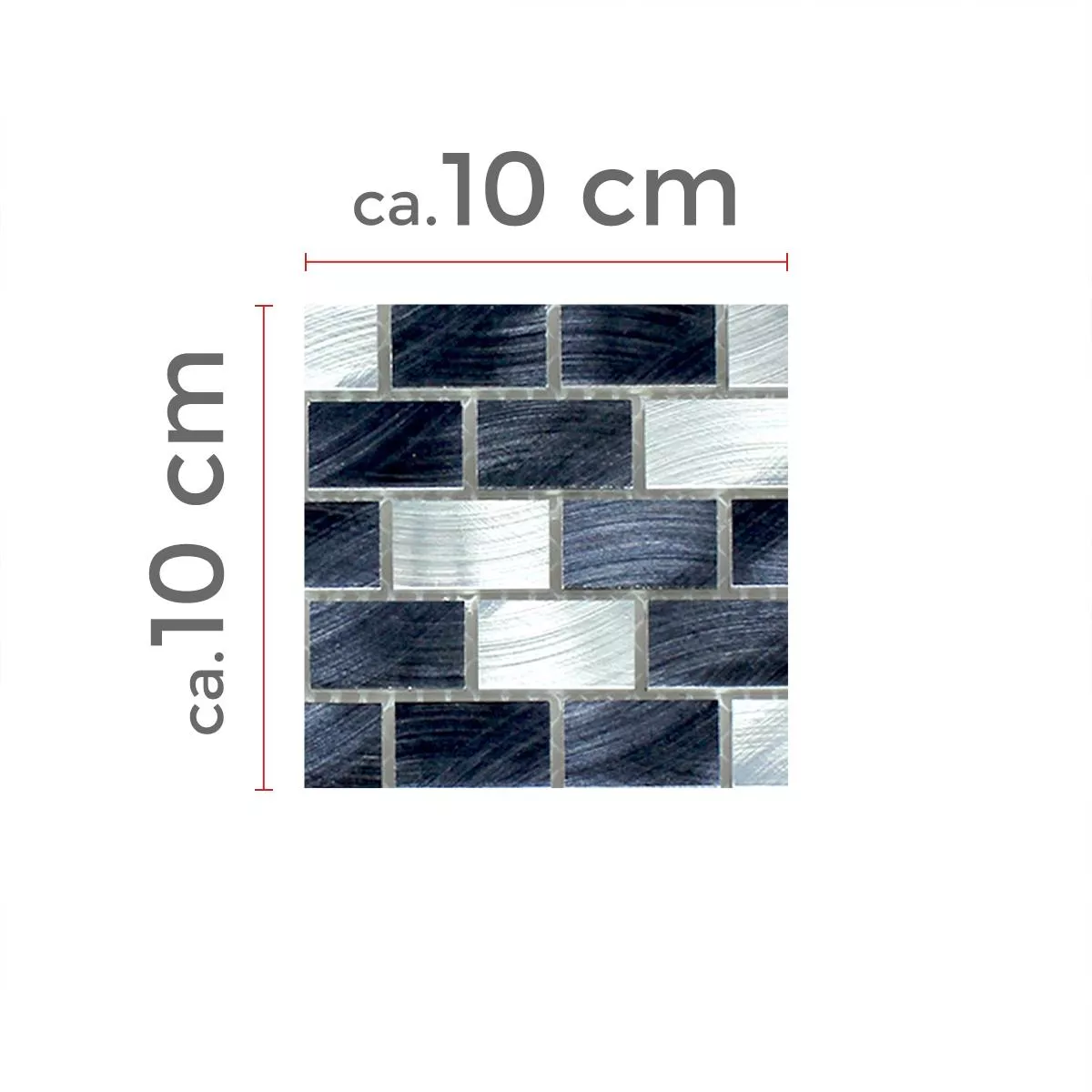 Muster von Mosaikfliesen Aluminium Silber Schwarz 